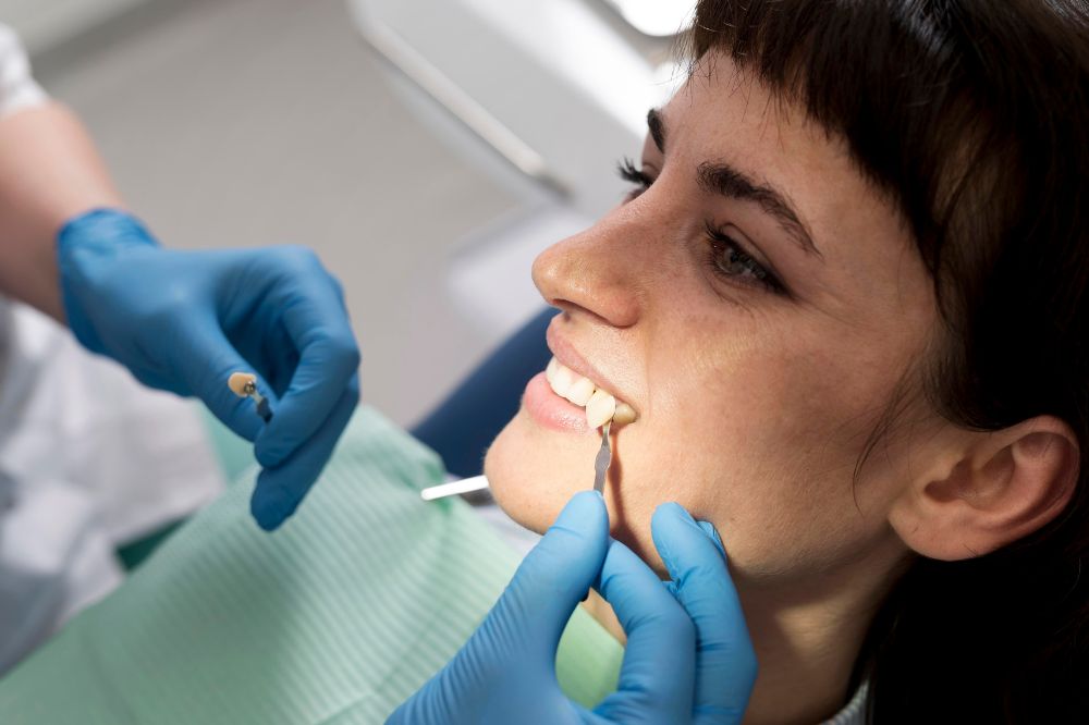 a women is getting dental treatment